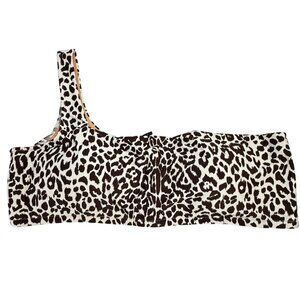 NWT J Crew Leopard Print One-Shoulder Swim Top  2X